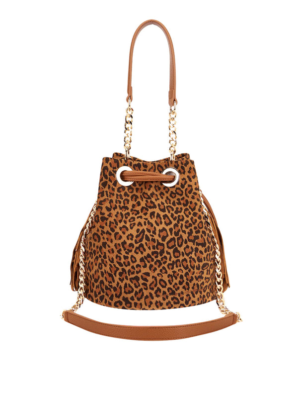 LA CARRIE Borsa Lio Bucket Suede Animalier La Carrie - Marrone