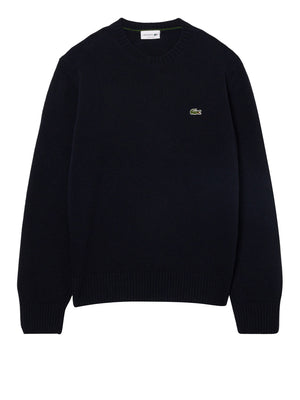 LACOSTE Maglione Lacoste A Girocollo In Lana Cardata - Navy