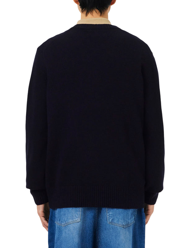 LACOSTE Maglione Lacoste A Girocollo In Lana Cardata - Navy