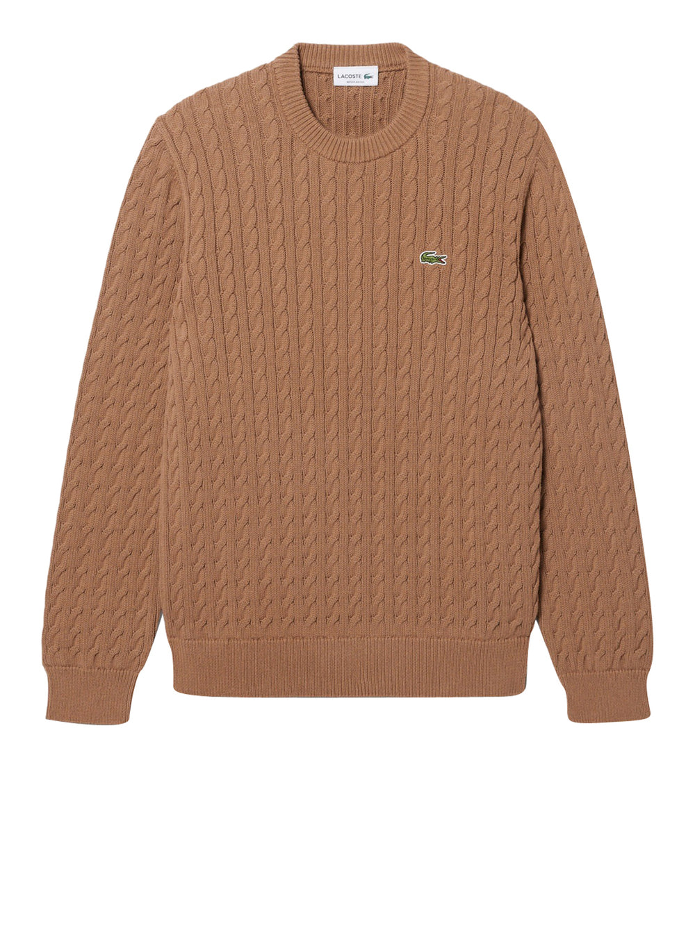 LACOSTE Maglione Lacoste Logo Iconico Frontale Marrone Chiaro