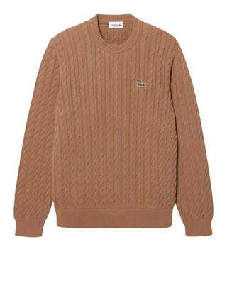 LACOSTE Maglione Lacoste Logo Iconico Frontale Marrone Chiaro
