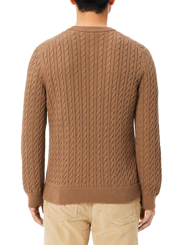 LACOSTE Maglione Lacoste Logo Iconico Frontale Marrone Chiaro