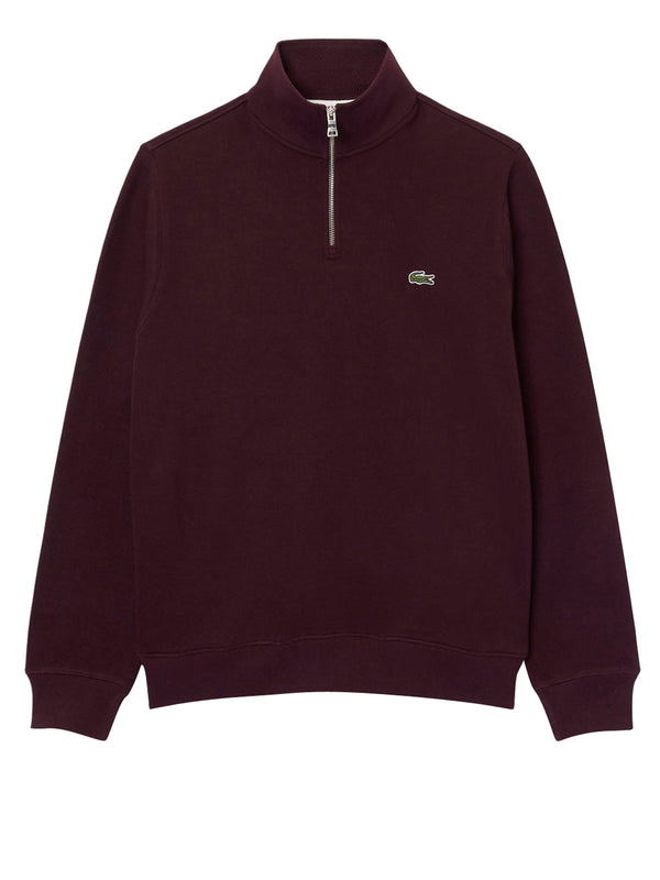 LACOSTE Felpa Interlock Lacoste A Collo Alto Con Zip - Bordeaux