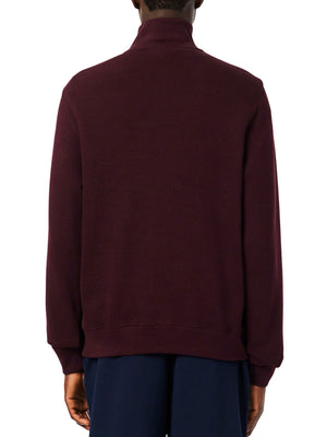 LACOSTE Felpa Interlock Lacoste A Collo Alto Con Zip - Bordeaux