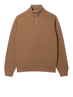 LACOSTE Felpa Lacoste Interlock A Collo Alto Con Zip - Marrone