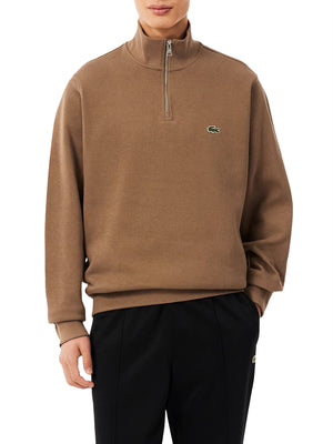 LACOSTE Felpa Lacoste Interlock A Collo Alto Con Zip - Marrone