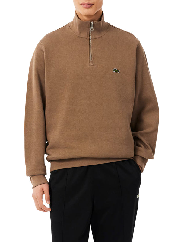 LACOSTE Felpa Lacoste Interlock A Collo Alto Con Zip - Marrone