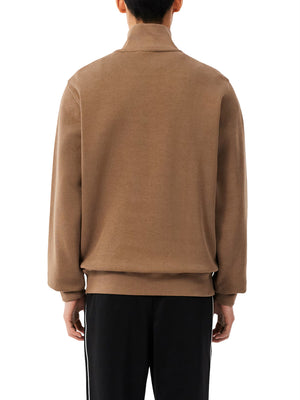 LACOSTE Felpa Lacoste Interlock A Collo Alto Con Zip - Marrone