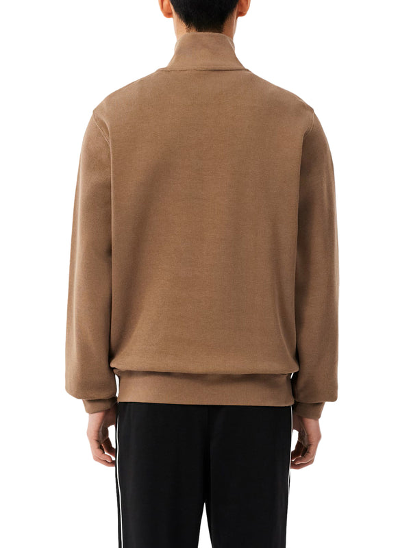 LACOSTE Felpa Lacoste Interlock A Collo Alto Con Zip - Marrone