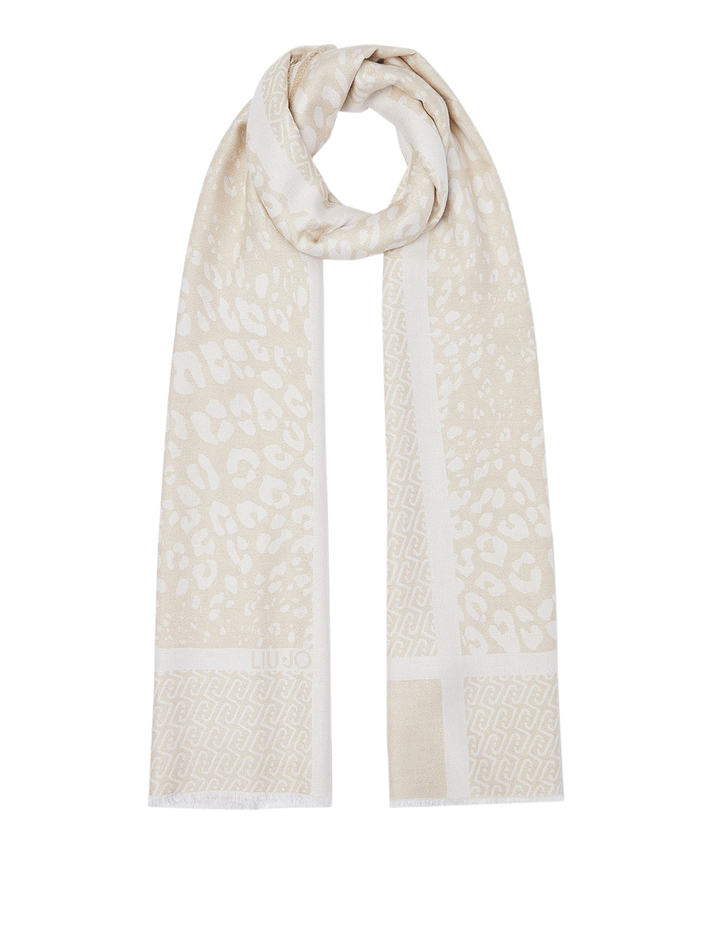LIU JO SOFT1 Sciarpa Jacquard Con Stampa Animalier - Burro