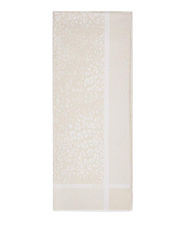 LIU JO SOFT1 Sciarpa Jacquard Con Stampa Animalier - Burro