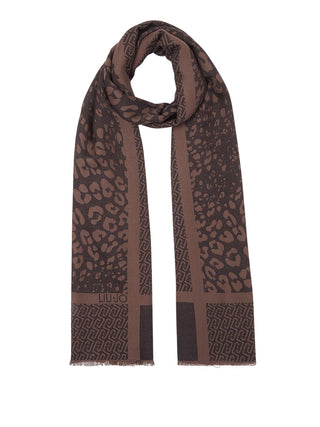 LIU JO SOFT1 Sciarpa Jacquard Con Stampa Animalier - Nero