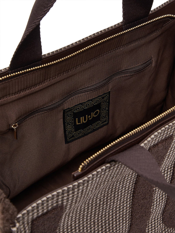 LIU JO SOFT1 Borsa Tote Grande In Tessuto Check Liu Jo - T.Moro