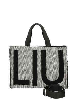 LIU JO SOFT1 Borsa Tote Grande In Tessuto Check Liu Jo - Nero