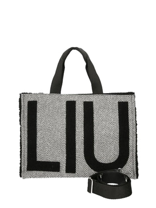 LIU JO SOFT1 Borsa Tote Grande In Tessuto Check Liu Jo - Nero