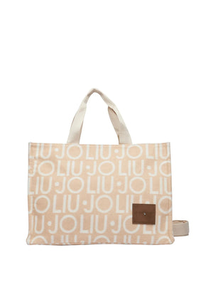 LIU JO SOFT1 Borsa Tote Grande In Tessuto Check Liu Jo - Beige