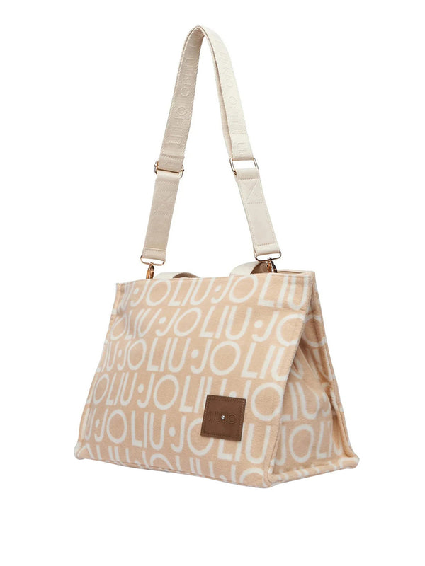 LIU JO SOFT1 Borsa Tote Grande In Tessuto Check Liu Jo - Beige
