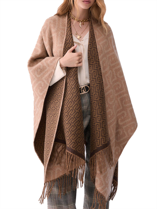 Liu Jo Poncho Jacquard Con Monogramma LiuJo - Cammello
