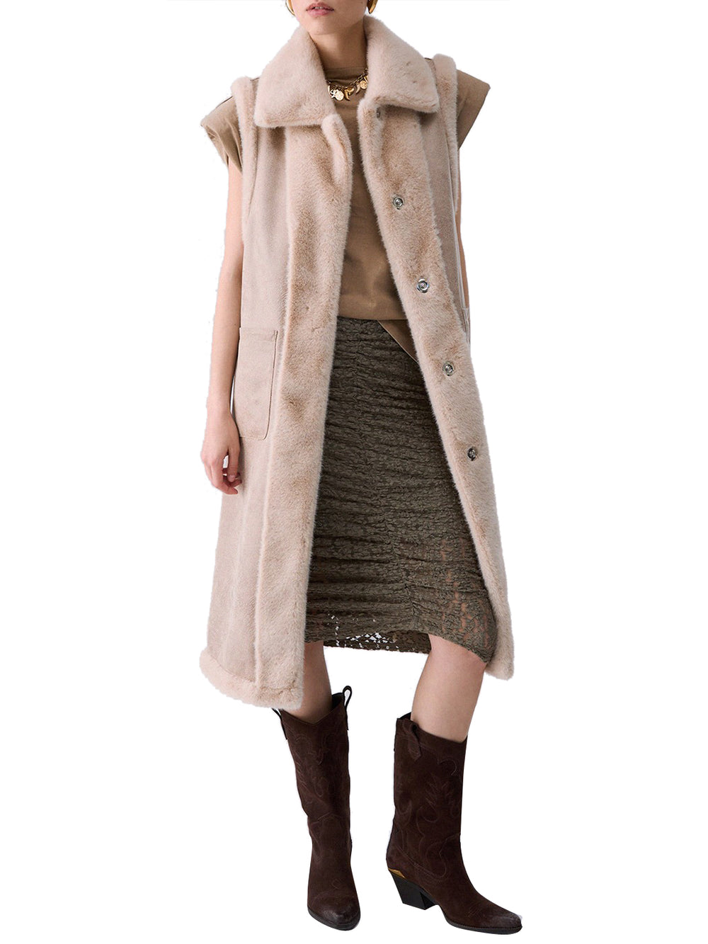 LIU JO SOFT1 Poncho GiletIn Montone Liu Jo - Burro