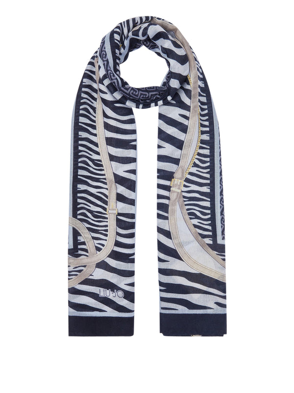 LIU JO SOFT1 Sciarpa Animalier Con Cinturini Liu Jo - Blu