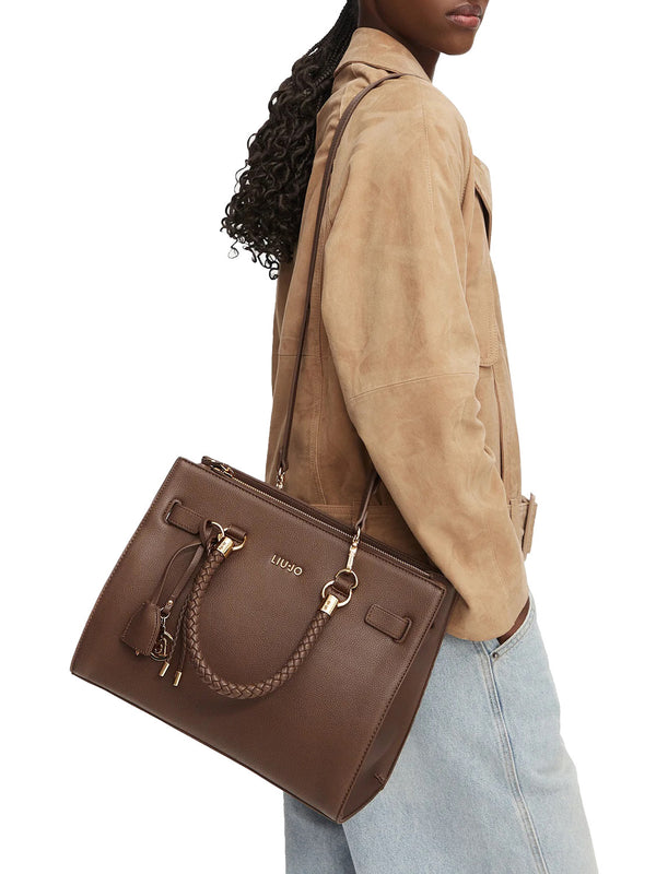 LIUJO ACCESSORI1 Borsa A Mano Liu Jo Charm Logato Marrone