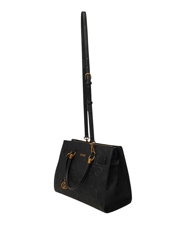 LIUJO ACCESSORI1 Borsa A Mano Liu Jo Logo Frontale Nero