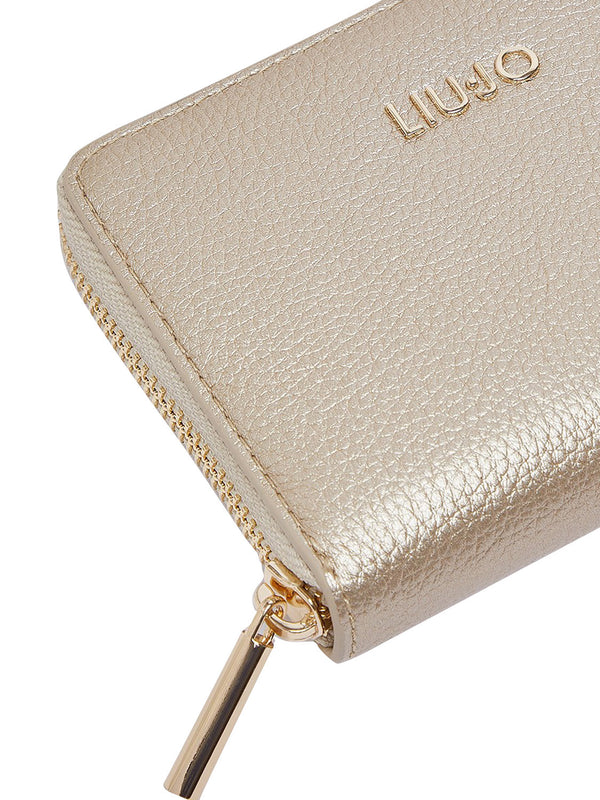 LIUJO ACCESSORI1 Portafoglio Liu Jo Logo Frontale Gold