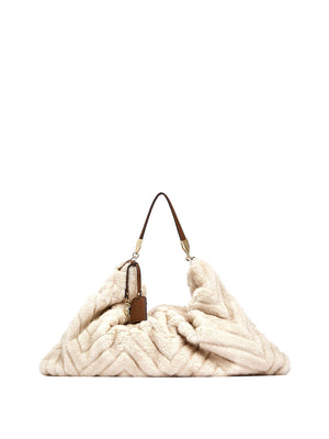 LIUJO ACCESSORI1 Borsa Grande In Pelliccia Sintetica Liu Jo - Crema
