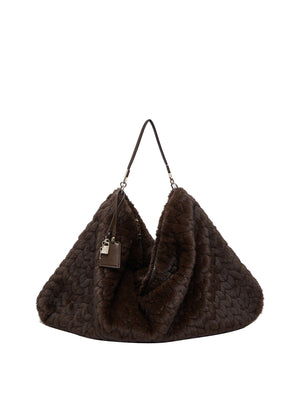 LIUJO ACCESSORI1 Borsa Grande In Pelliccia Sintetica Liu Jo - Marrone Scuro