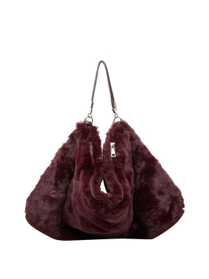 LIUJO ACCESSORI1 Borsa Grande In Pelliccia Sintetica Liu Jo - Red Aubergine