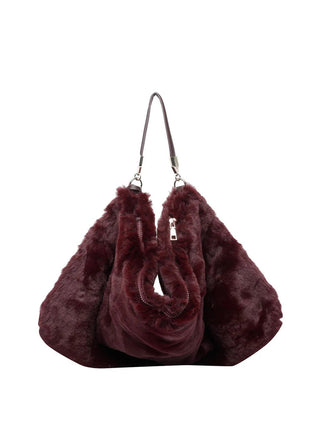 LIUJO ACCESSORI1 Borsa Grande In Pelliccia Sintetica Liu Jo - Red Aubergine