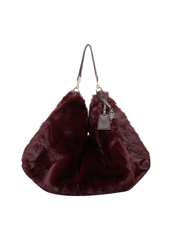 LIUJO ACCESSORI1 Borsa Grande In Pelliccia Sintetica Liu Jo - Red Aubergine