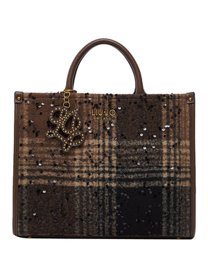 Liu Jo Borsa Ridhi M Tote Con Stampa Check E Paillettes Liu Jo - Testa Di Moro