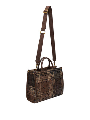 Liu Jo Borsa Ridhi M Tote Con Stampa Check E Paillettes Liu Jo - Testa Di Moro