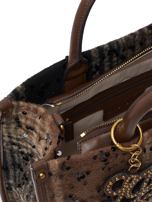Liu Jo Borsa Ridhi M Tote Con Stampa Check E Paillettes Liu Jo - Testa Di Moro