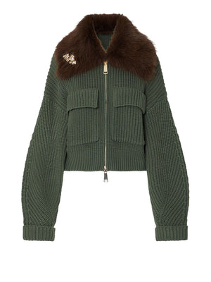 LIU.JO BLACK Cappotto In Lana Con Colletto Teddy Liu Jo - Verde Scuro