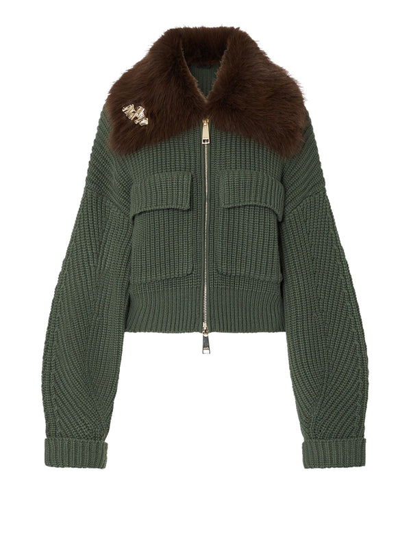 LIU.JO BLACK Cappotto In Lana Con Colletto Teddy Liu Jo - Verde Scuro