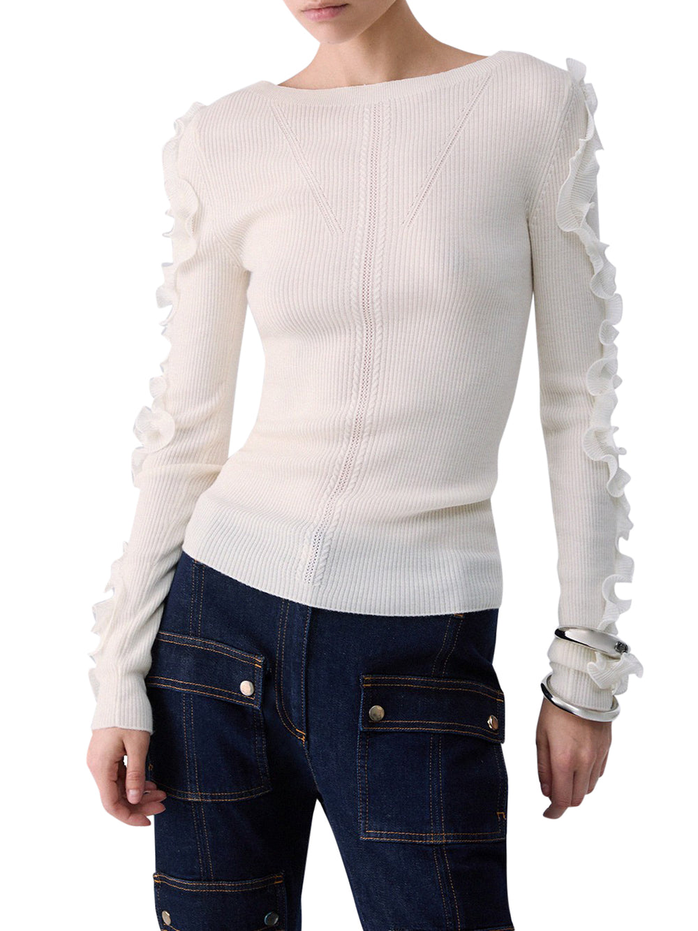 LIU.JO BLACK Maglia In Lana Con Rouches Liu Jo - Bianco