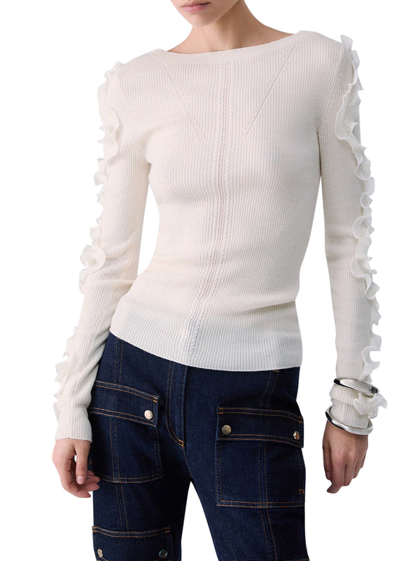 LIU.JO BLACK Maglia In Lana Con Rouches Liu Jo - Bianco
