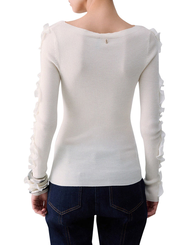 LIU.JO BLACK Maglia In Lana Con Rouches Liu Jo - Bianco