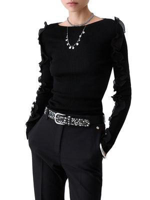 LIU.JO BLACK Maglia In Lana Con Rouches Liu Jo - Nero
