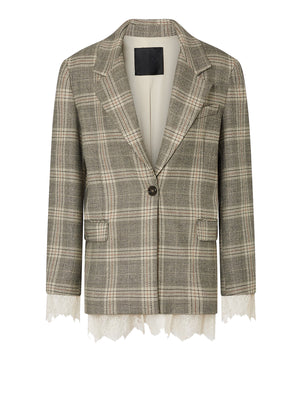 LIU.JO BLACK Blazer Liu Jo Check Con Dettagli In Pizzo Nero