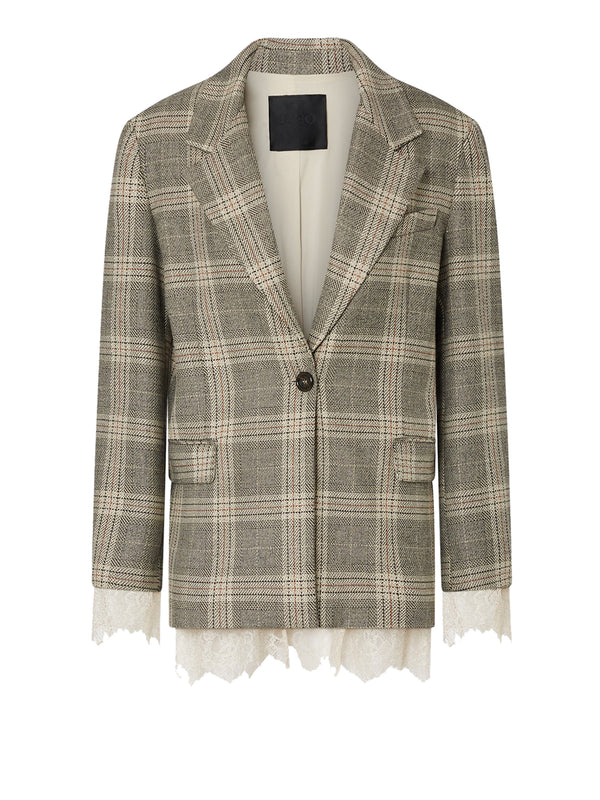 LIU.JO BLACK Blazer Liu Jo Check Con Dettagli In Pizzo Nero