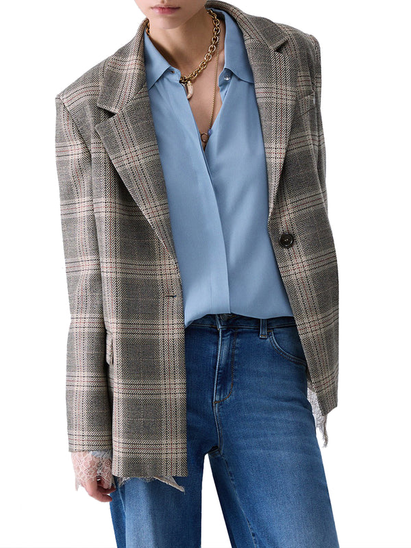 LIU.JO BLACK Blazer Liu Jo Check Con Dettagli In Pizzo Nero