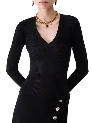LIU.JO BLACK Maglia Con Scollo a V Liu Jo - Nero