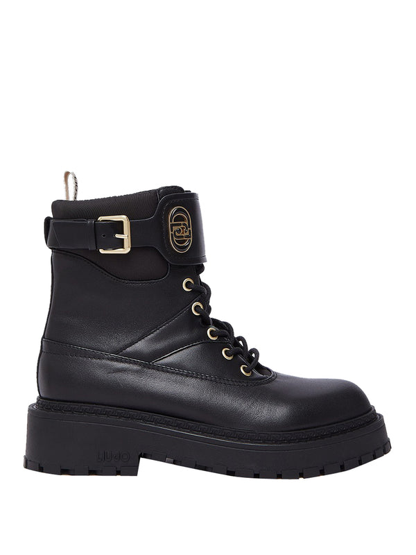 Liu Jo Anfibi In Pelle Con Inserti In Nylon E Fibbia Logata Liu Jo - Nero