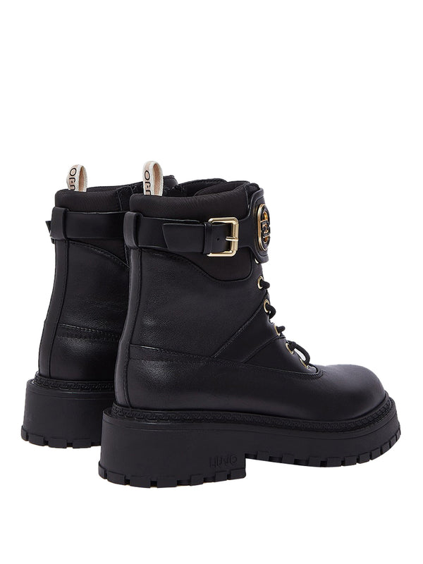 Liu Jo Anfibi In Pelle Con Inserti In Nylon E Fibbia Logata Liu Jo - Nero