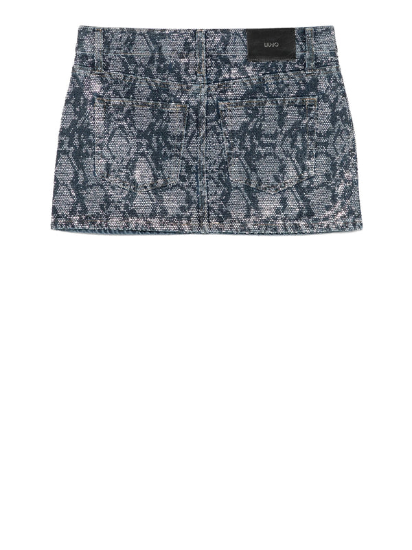 LIUJO CAPSULE ELODIE Gonna Liu Jo Strass In Applicazione Denim