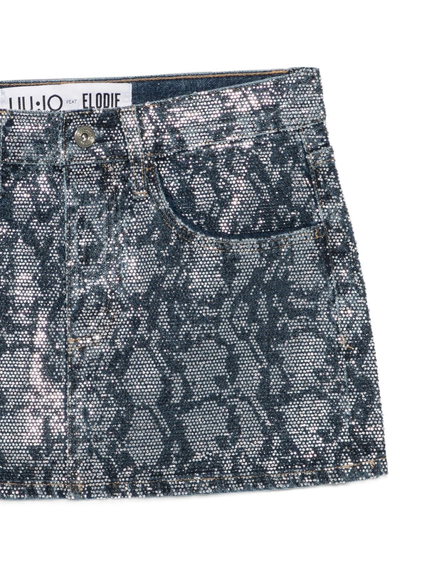 LIUJO CAPSULE ELODIE Gonna Liu Jo Strass In Applicazione Denim