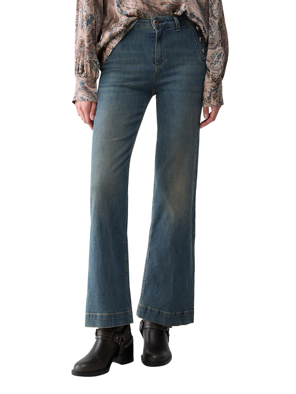 LIUJO DENIM Jeans Flare Con Bottoni Gioiello Liu Jo - Denim